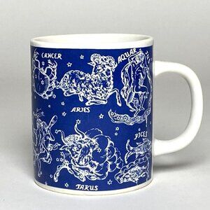 1971 Holt Howard Zodiac Constellation Coffee Mug Ceramic Blue White Vintage
